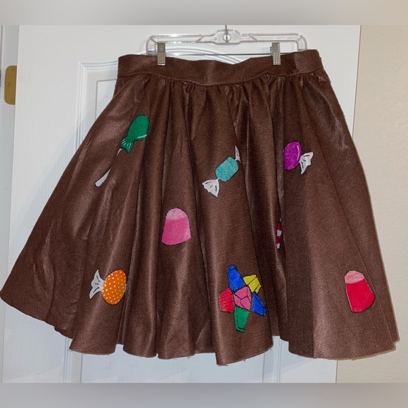 Handmade Wonka Chocolate Candy Felt Circle Twirl Skirt size 1X - Picture 2 of 3